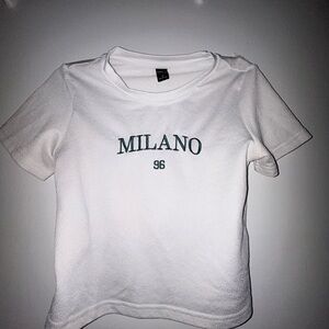 Milano Kids White Tee with Green Logo